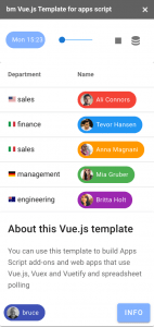 vue.js template for apps script