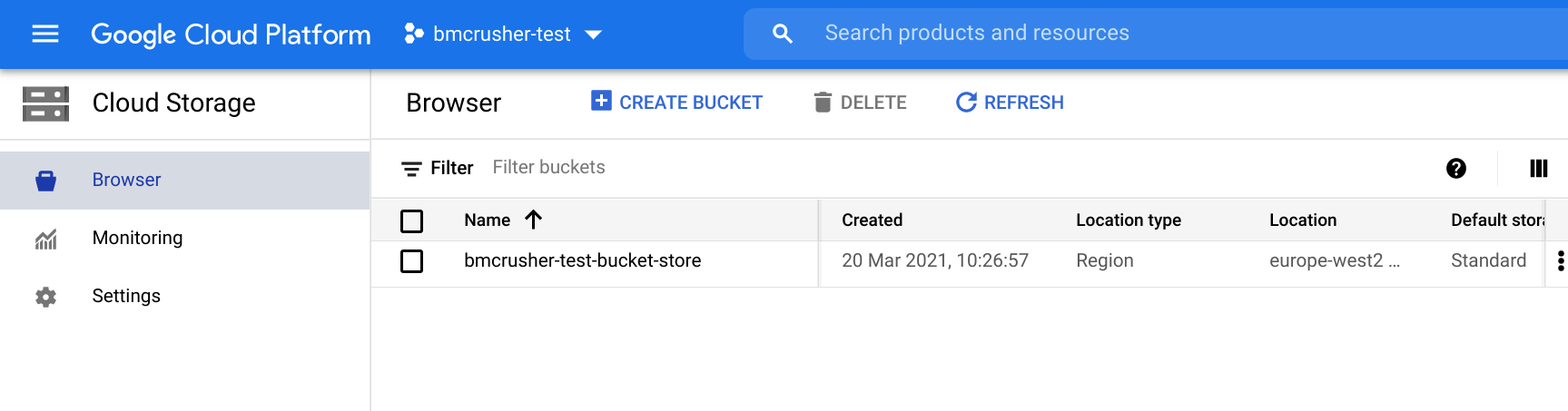 clud storage bucket creation